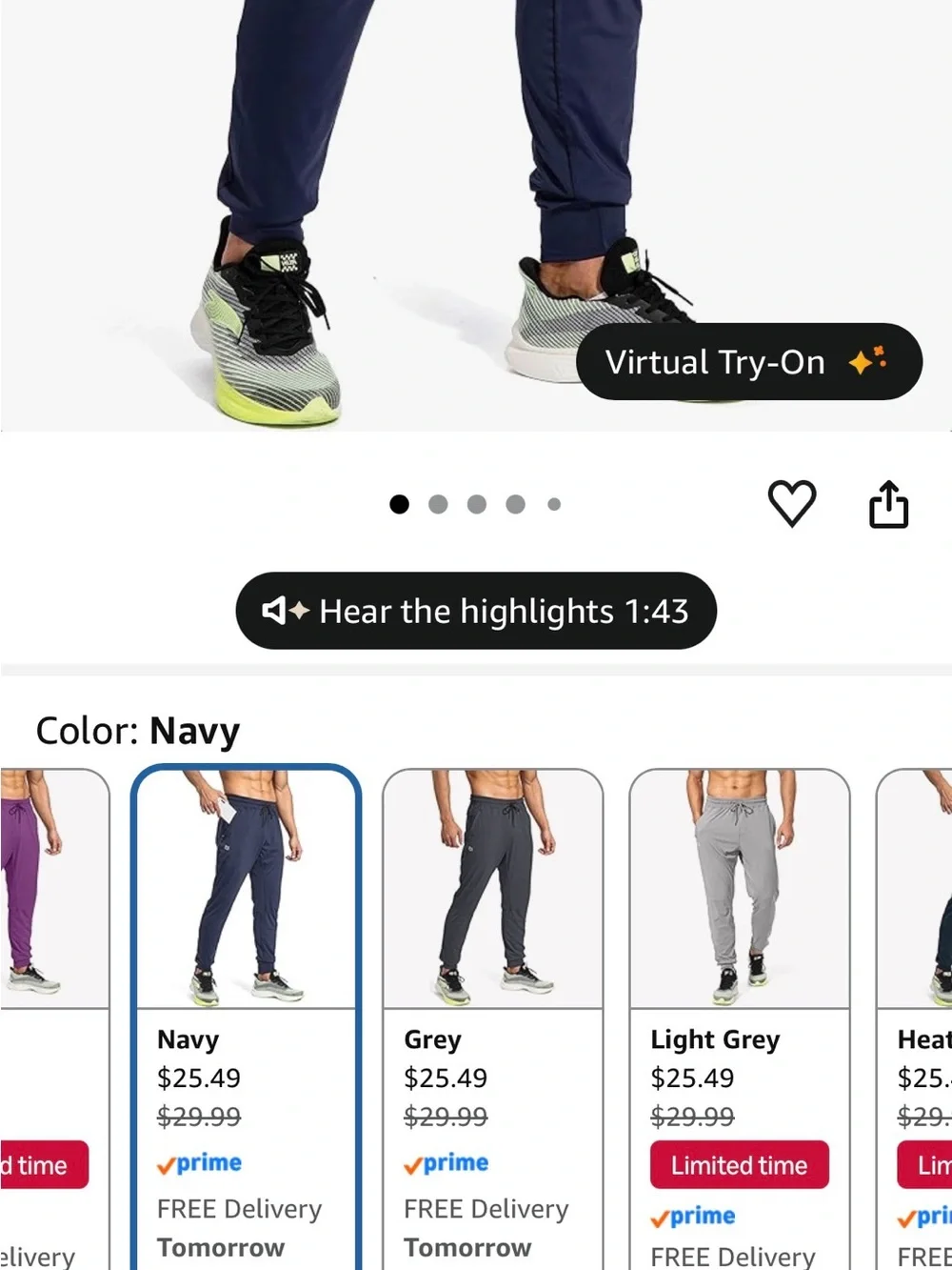 Men’s G Gradual athletic joggers 4 pairs- Black, Lt Gray, Navy, dark gray size S